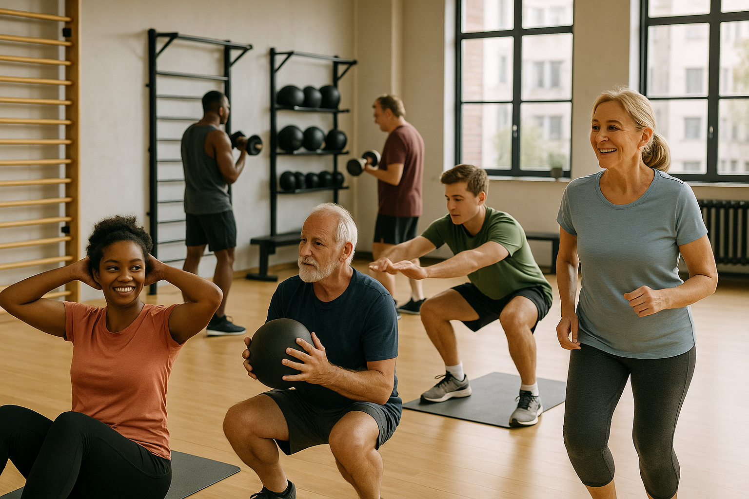 Palestra di quartiere con attività sportive inclusive per persone di età diverse